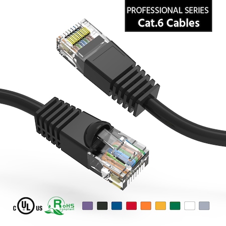 CAT6 UTP Ethernet Network Booted Cable- 5Ft- Black